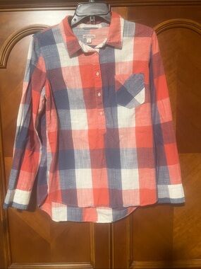 Merona Red, Blue & White Plaid Girls' Button-Front Shirt (BIN 2-59)
